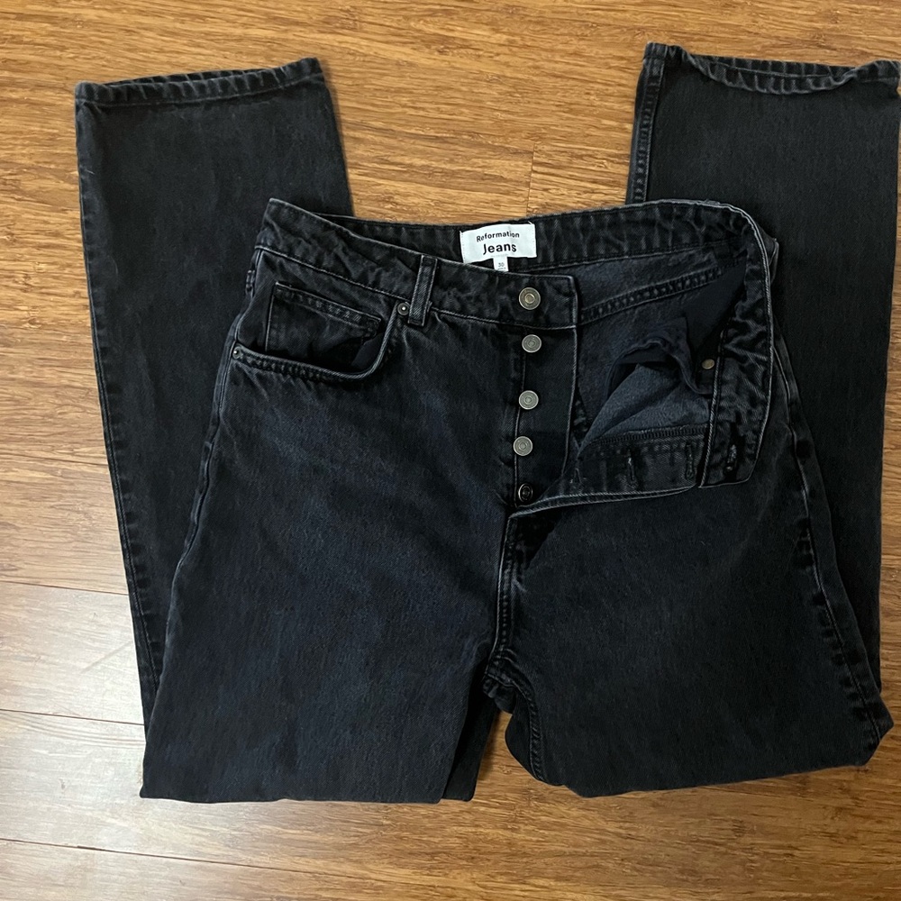 Reformation Cynthia High Rise Straight Jean Black